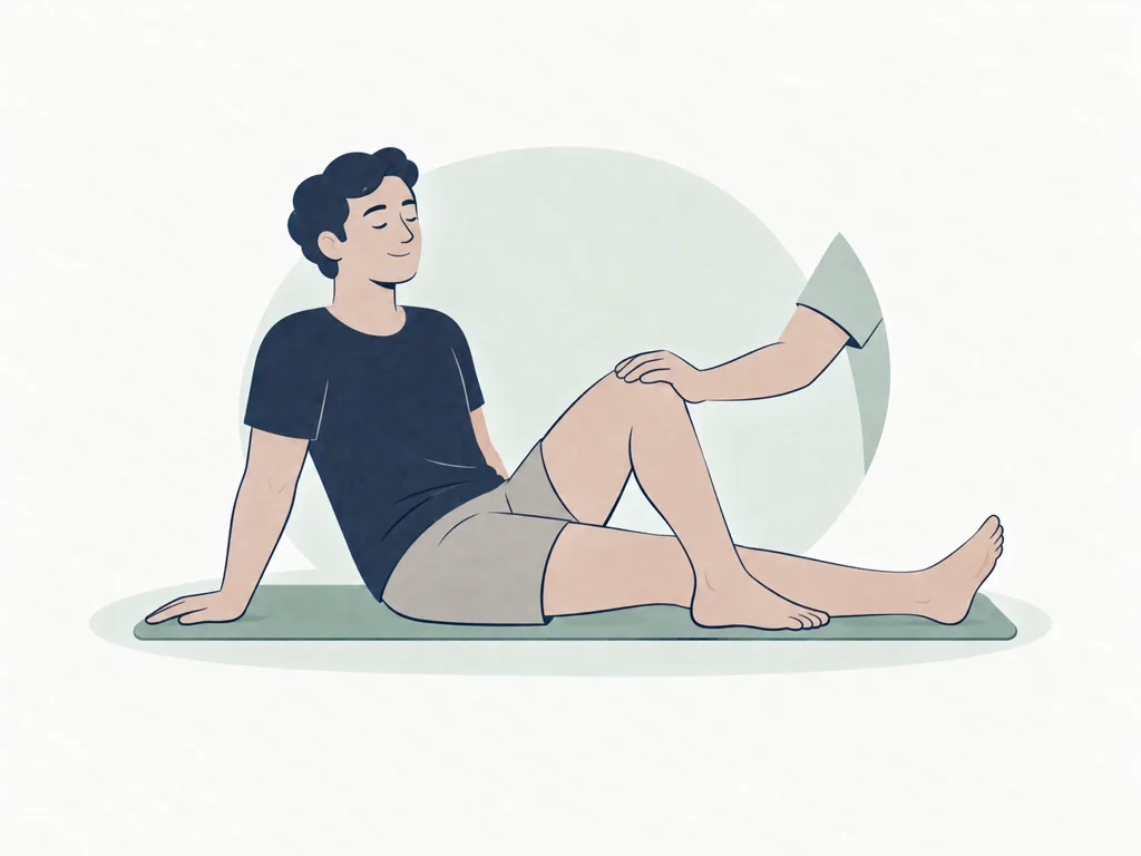 A person sitting on the floor, stretching one leg gently